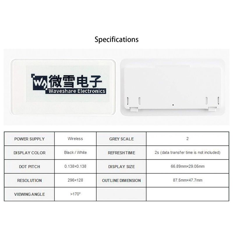 Waveshare 2.9 Inch Wireless -P - đánh giá và giá Display Epaper 2.9
