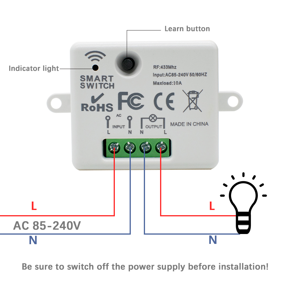 220V 1CH Wireless Remote Contr - đánh giá và giá 433Mhz Receiver Module